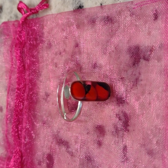 Jewelry - Beautiful red and black ring with sterling setting nwot